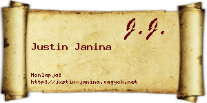 Justin Janina névjegykártya